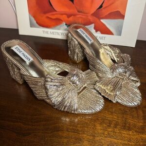 Steve Madden Deacon Bow Knot Gold Women's Heeled Sandals